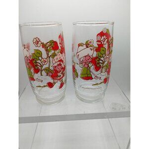 Vintage American Greetings Strawberry Shortcake Glasses 1980 Set Of 2